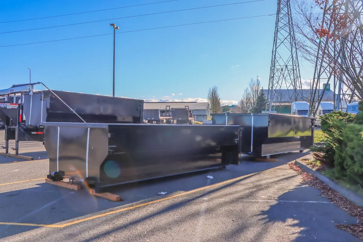 Roll-off dumpster ready for waste disposal at job site for 4 Yard Dumpster Rental in Dunlap